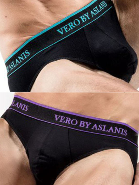 Vero by Aslanis Ανδρικά Σλιπ Μαύρο/Τιρκουάζ-Μαύ...