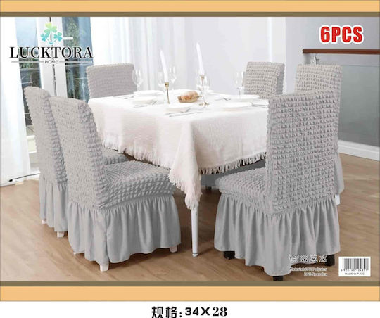 Set 6 Pieces Elastic Chair Covers Volan 3 Grey Lucktora