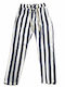 Pantaloni din Material Textil pentru Copii alb-albastru