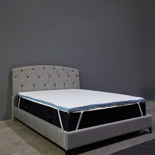 Alphab2b Mattress Topper Cool Gel Semi-Double Memory Foam with Bamboo Fibers , Removable Cover & Elastic Straps 120x200x4cm