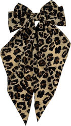 Irene Vilou Hair Clip Satin Bow Long Leopard