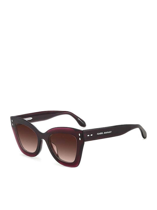 Isabel Marant Women's Sunglasses with Brown Frame and Burgundy Lenses