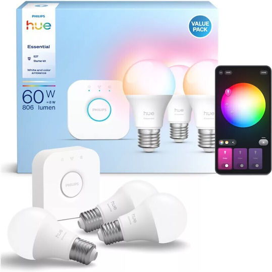 Philips Hue White & Color Ambiance Starter Kit Kit Inteligent Compatibil cu Hue Bridge