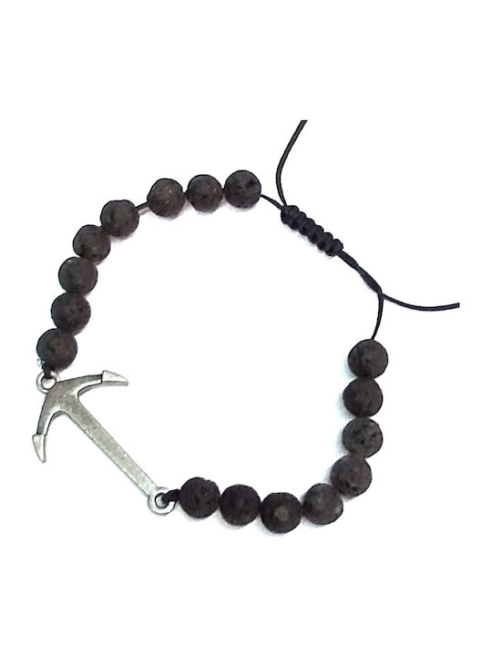 Amalfi Accessories Men's Bracelet with design Anchor with Lava Stones