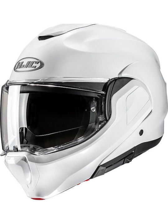 HJC F100 Pearl White Motorcycle Helmet Flip-Up ...