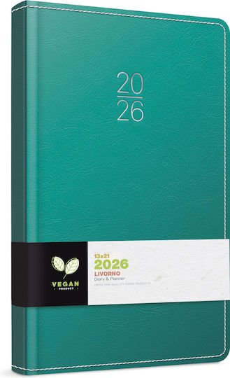Unipap Daily Diary Livorno 2026 13x21 Turquoise 626-1513-50