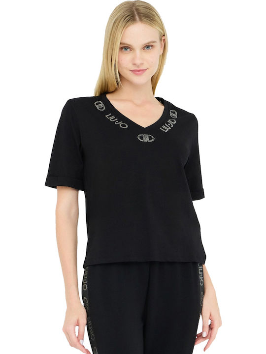 Women's Blouse with V Neckline Nero