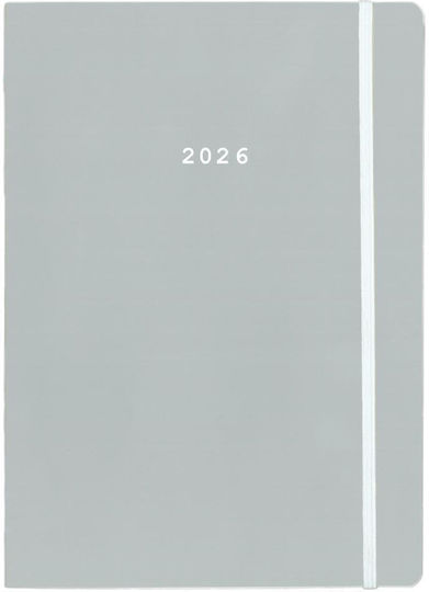 Next Ημερολόγιο 2026 Pastel Ημερήσιο Flexi Γκρι Λάστιχο 14x21εκ