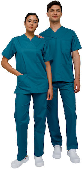 Ultima Unisex Σετ Ιατρικό Παντελόνι και Μπλούζα Πετρόλ από Βαμβάκι και Πολυεστέρα