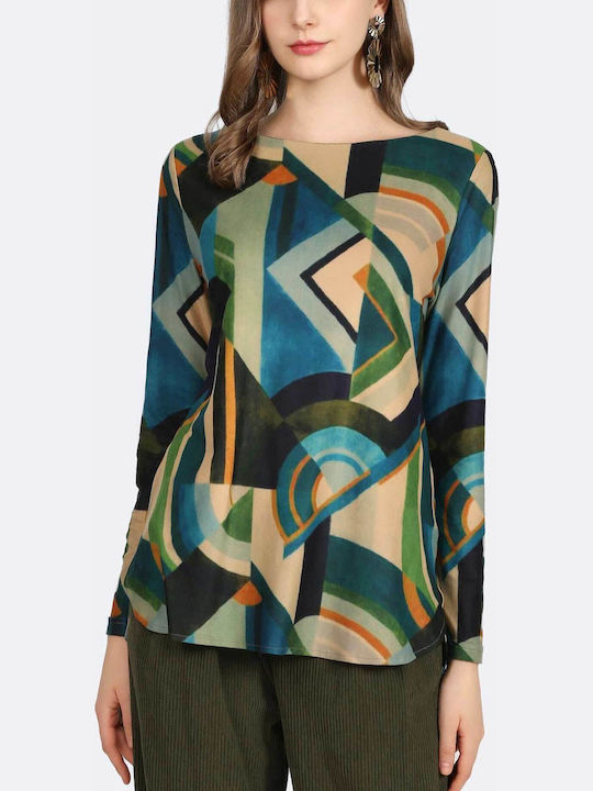 Bluza Damă Cu Decolteu Tip Zâmbet Multicolor