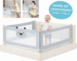 Set 3 Gray Bed Safety Rails 2x200cm + 1x180cm Adjustable Height 68-98cm Protection Any Bed Gray Connectors Included Set 3 Gray Bed Safety Rails 2x200cm + 1x180cm Adjustable Height 68-98cm Protection Any Bed Gray Connectors Included