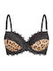 Celestino Damen Büstenhalter Leo Muster Spitze Beige