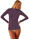 Women's Long Sleeve Turtleneck T-Shirt Purple-eggplant