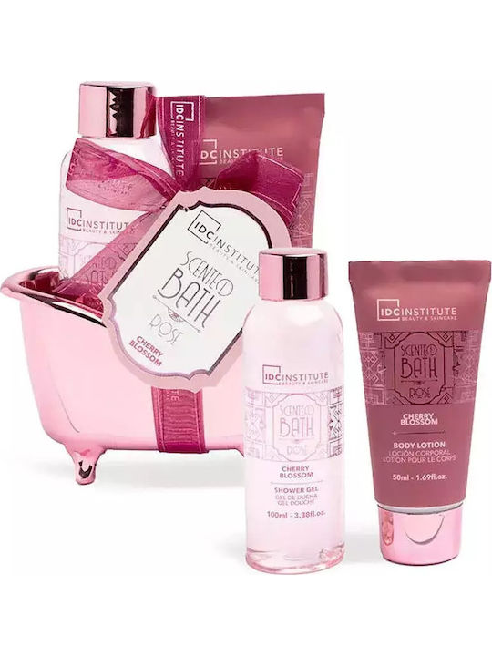 IDC Institute Scented Bath Rose Комплект за грижа за кожата за Почистване на тялото 3бр