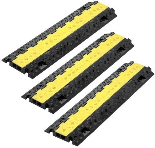 Vevor Cable Protection Ramp Capacity 9.979 Kg Per Axle 2 Channels Heavy Duty TPU Cable Cover Channel 31 x 28 mm Speed Bump Opening Cover Indoor & Outdoor Use Set of 3 Pieces
