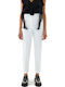 Women's High-waisted Fabric Trousers Slim Fit Λευκο (white)