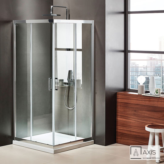 Axis Corner Entry Cabinet Duș cu Glisare Ușă 100x100x195cm Chrome