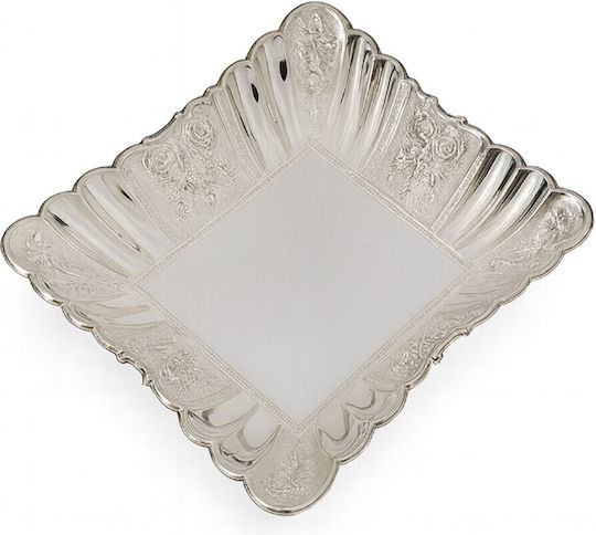 Metallic Decorative Silver Platter With Feet 30.5x30.5x8cm Galifas 7932155 Galifas