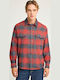 Long Sleeve Flannel Checked Red Overshirt