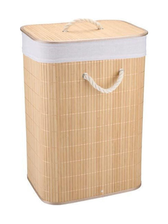 Alpina Switzerland Καλάθι Απλύτων Bamboo με Καπάκι 56x30x40cm Μπεζ