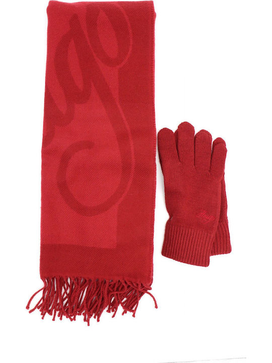 Sabryna Set with Beanie Knitted in Burgundy color