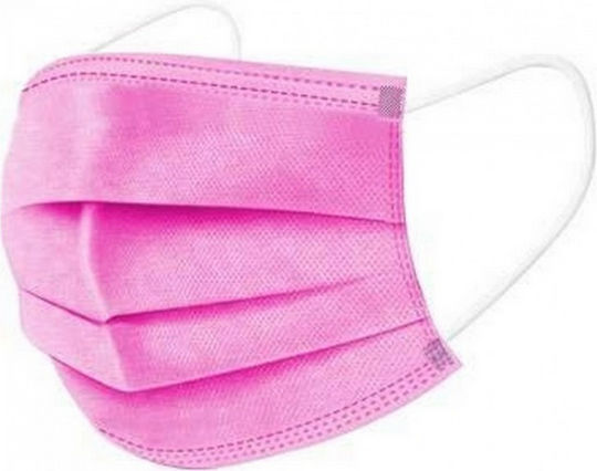 Tiexiong Disposable Non-sterile Medical Mask IIR Protective Mask Non-Reusable Type IIR Surgical Pink 50pcs