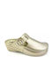 Comfort Way Shoes Γυναικεία Δερμάτινα Ανατομικά Σαμπό Χρυσά