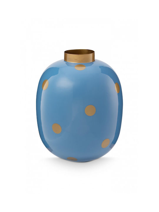 Pip Studio Μεταλλικο Βαζο Πουα Γαλαζιο & Χρυσο 32cm