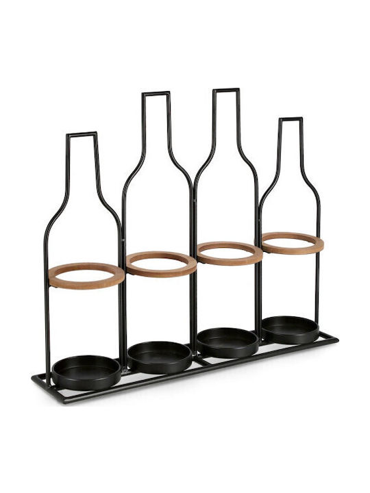 Bizzotto Isaac Weinregal 4 Plätze Metallisch Schwarze 56x13x48,5