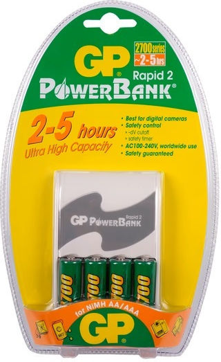 GP Batteries Φορτιστής 4 Μπαταριών Μεγέθους AA/AAA Σετ με 4x2100mAh