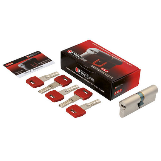 AGB Lock Cylinder Security 80mm (30-50) with 5 Keys Silver