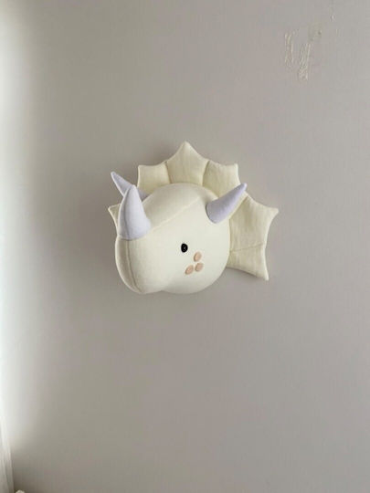 Bubbles Lover Kids Wall Decor White Triceratops