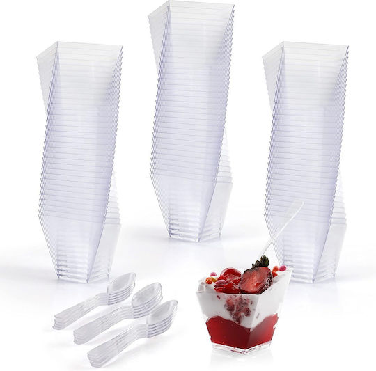 Set 100 Mini Boluri Desert Belle Vous 100 Linguri Reutilizabile 60 Ml Plastic Transparent