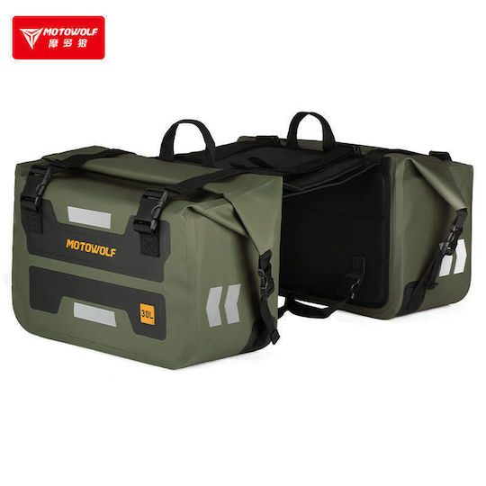 Motowolf Motorcycle Saddle Bags Set 30L in Green Color