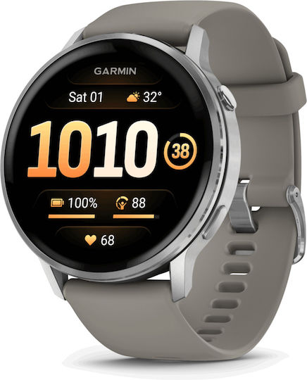 Garmin Venu 4 Stainless Steel 45mm Waterproof Smartwatch with Heart Rate Monitor (Silver with Silver Gray)