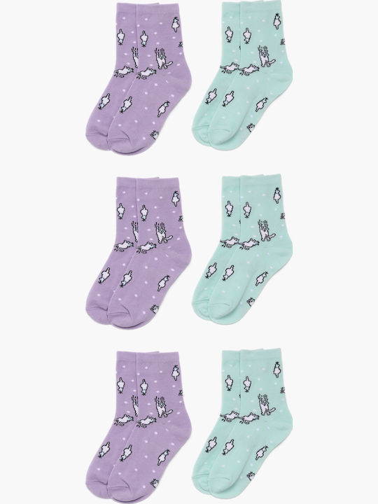 Pretty Baby Kids' Socks Μωβ-βεραμάν 6 Pairs