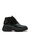 Leder Stiefeletten Damen Schwarz