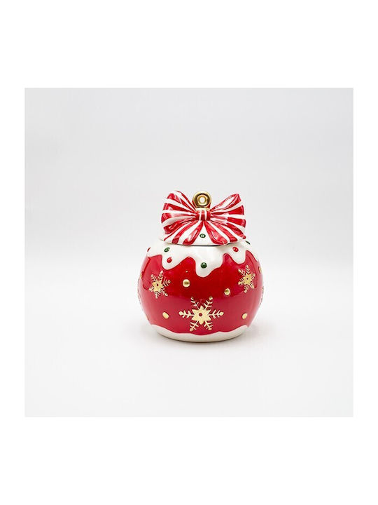 Decorative bow Christmas Cookie Jar Ceramic Red L17.5xW16cm.