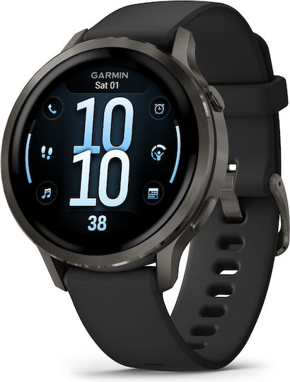 Garmin Venu 4 Stainless Steel 41mm Αδιάβροχο Smartwatch με Παλμογράφο (Slate with Black)