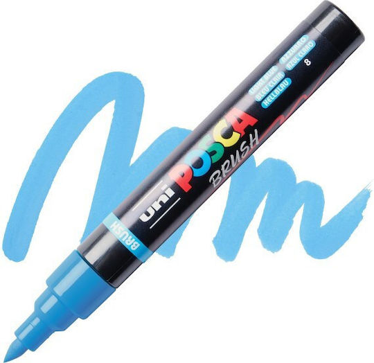 Posca Pc-5br Marker Brush Tip Light Blue 1-4mm