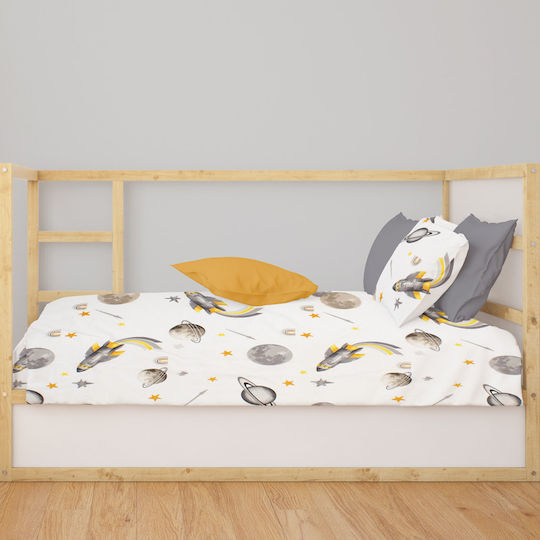 Dimcol Space Baby Sheet Crib Cotton Fitted Gray 70x140cm