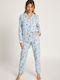 Muydemi Winter Damen Pyjama-Set Blue