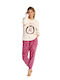 Muydemi Set Pijamale pentru Femei Ecru/burgundy