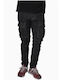 Men's Cargo Jeans Pants With Slim Fit Black