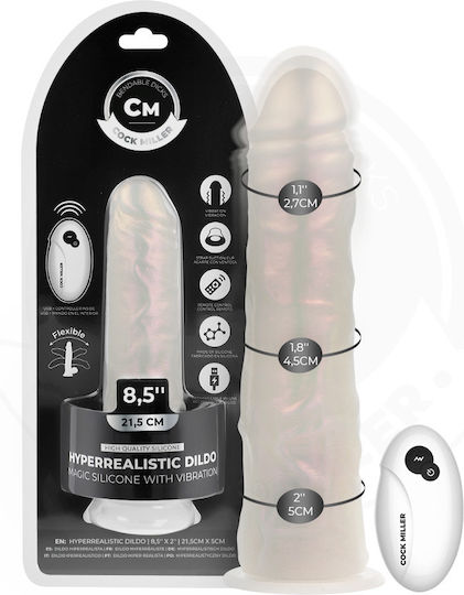 Cock Miller Ρεαλιστικός Δονητής με Remote Control 21.5cm Λευκός