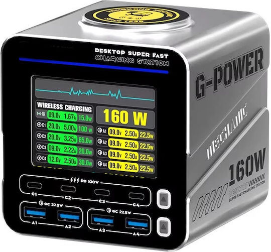 Mechanic Βάση Φόρτισης GaN με 4 Θύρες USB-A και 4 Θύρες USB-C 160W σε χρώμα (G-Power)