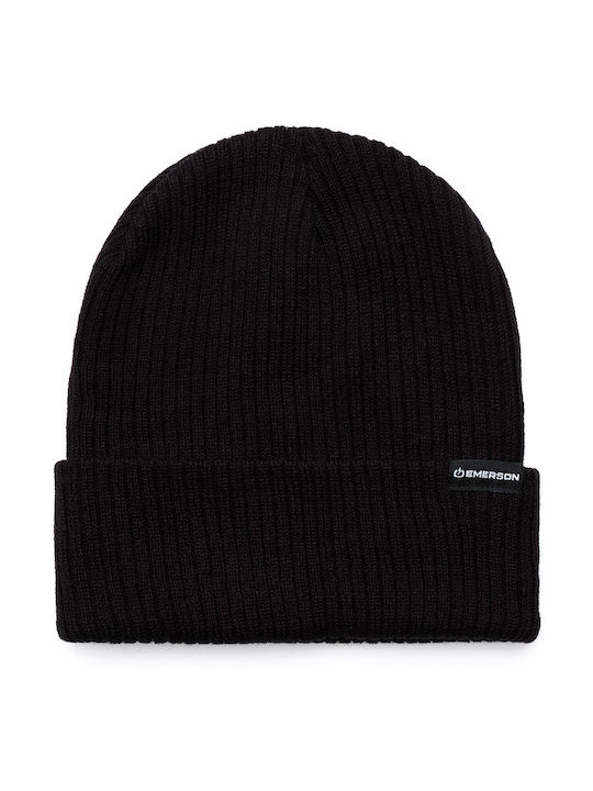 Beanie Unisex Σκούφος Πλεκτός σε Μαύρο χρώμα