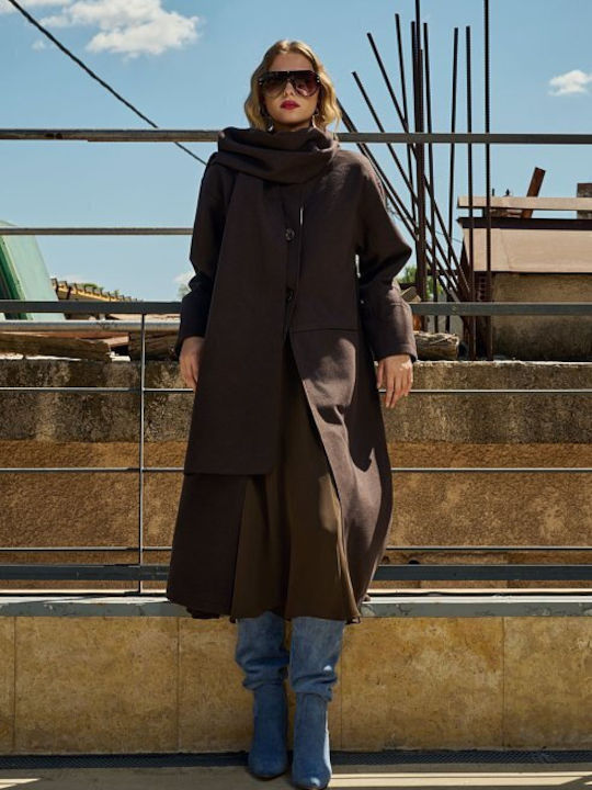 Дамско Brown Палто Oversized с копчета