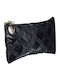 Inter-vion Gold & Black Small Quilted Cosmetic Bag Black