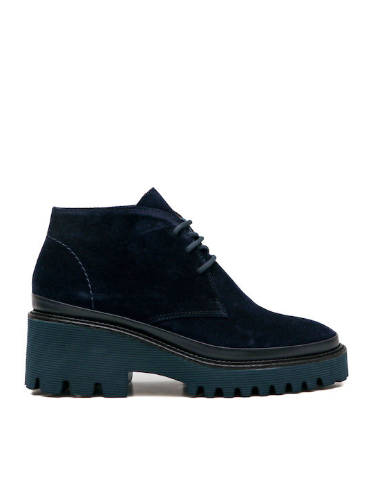 Leder Stiefeletten Damen Marineblau